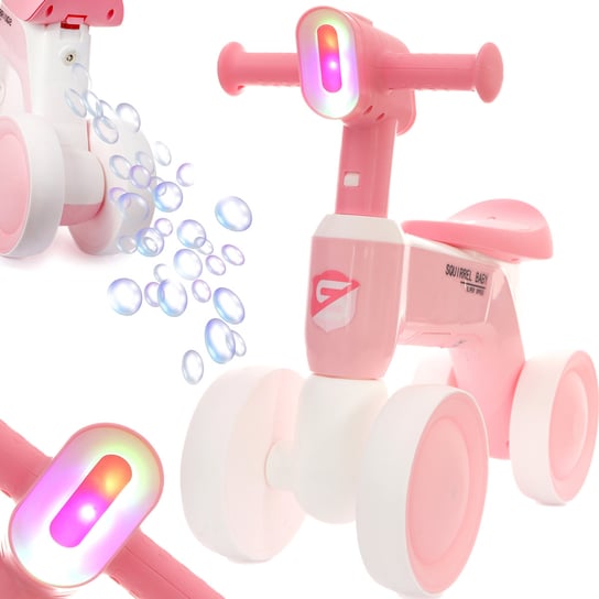 Rowerek biegowy, Lumina-05, różowy, światełka, muzyka, bańki mydlane Inna marka