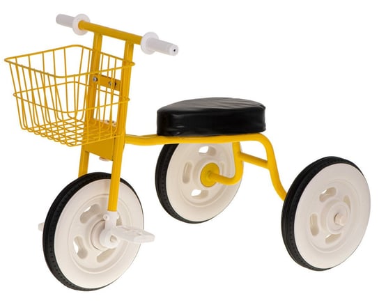 Rowerek trójkołowy retro z koszykiem żółty Kontext