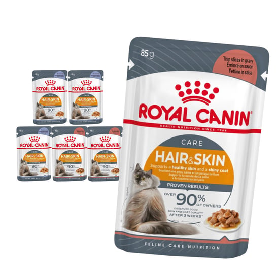 Royal Canin Hair & Skin w Sosie i Galaretce 6x85g Mokra Karma Dla Kotów Dorosłych Zdrowa Skóra Piękna Sierść Royal Canin