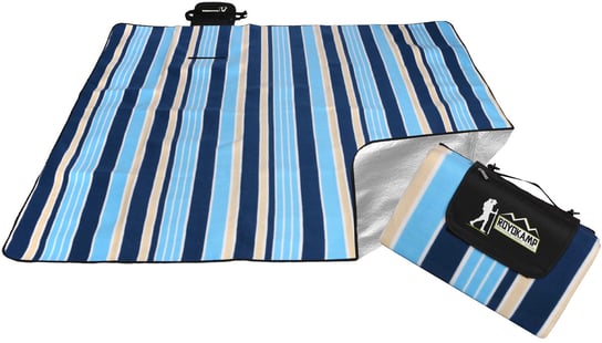 Royokamp, Koc plażowo-piknikowy, Pasy Blue, 200x200 cm Royokamp