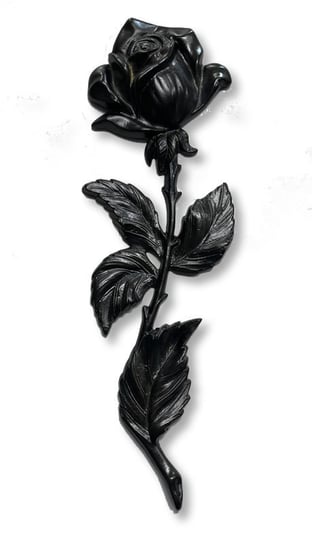 Róża mała zgięta w lewo wys. 24 cm odlew mosiężny czerniony ARTVIC