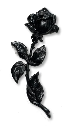 Róża mała zgięta w prawo wys. 24 cm odlew mosiężny czerniony ARTVIC