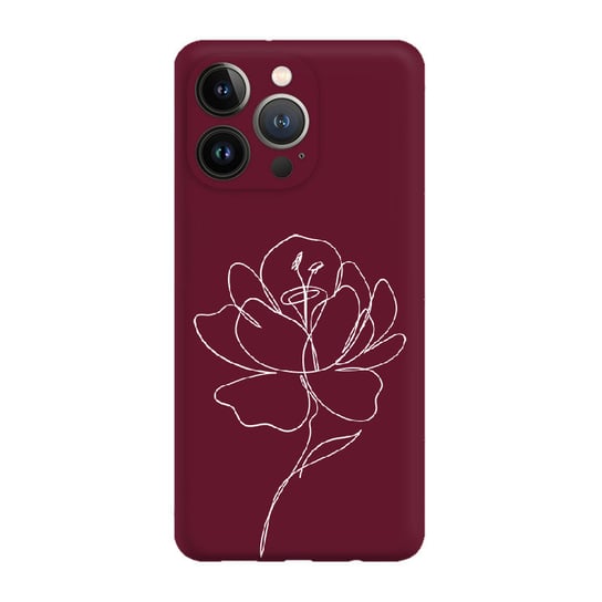 Róża minimal 2 W - iPhone 13 Pro Etui matowe bordo [TIF 28E] PieceofCase