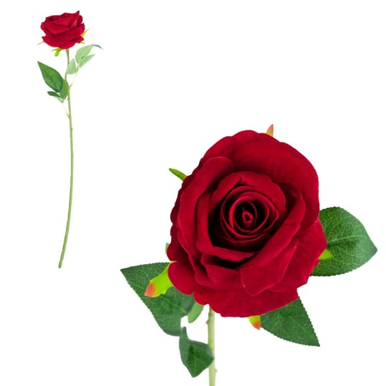 Róża Pojedyńcza Welurowa Jak Żywa Sztuczna Bordo MARTOM