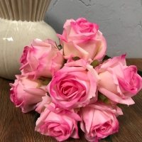 RÓŻA RÓŻE różowe BUKIET gumowane  jak żywe 30 cm Inna marka