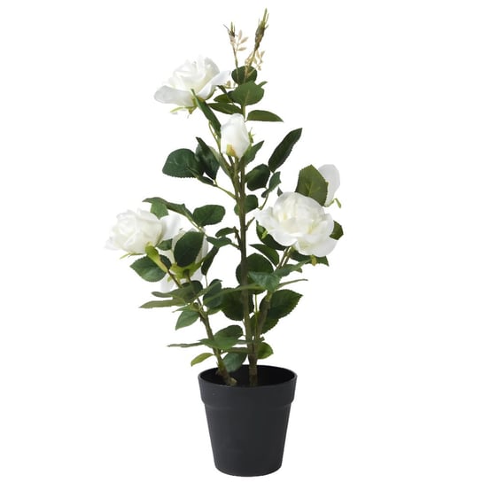 Róża róże sztuczna biała kwiat w doniczce dekoracyjne 62cm ABC