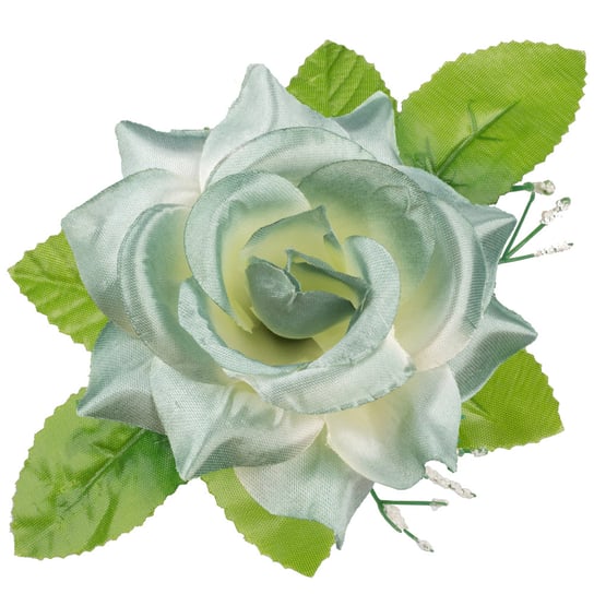 Róża Satynowa Z Listkami Wyrobowa Szaro-Biała Siima