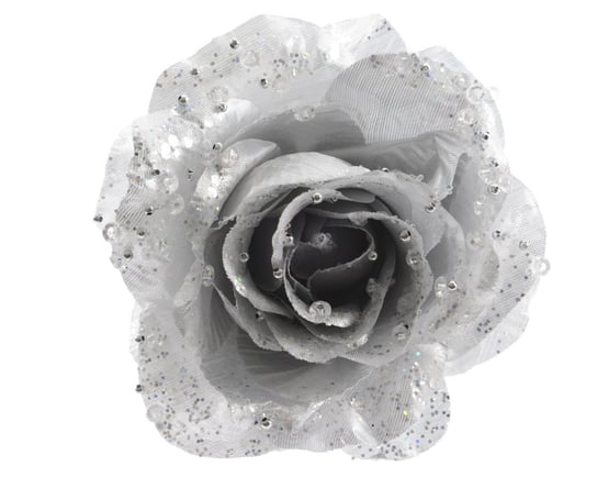 Róża Srebrna Na Klipsie Błyszcząca Z Brokatem Diy Inna marka