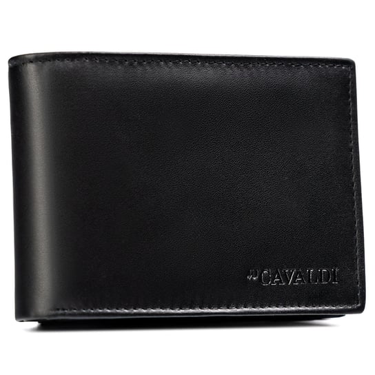 Rozbudowany portfel męski na dokumenty z ochroną kart RFID Cavaldi, czarny 4U CAVALDI