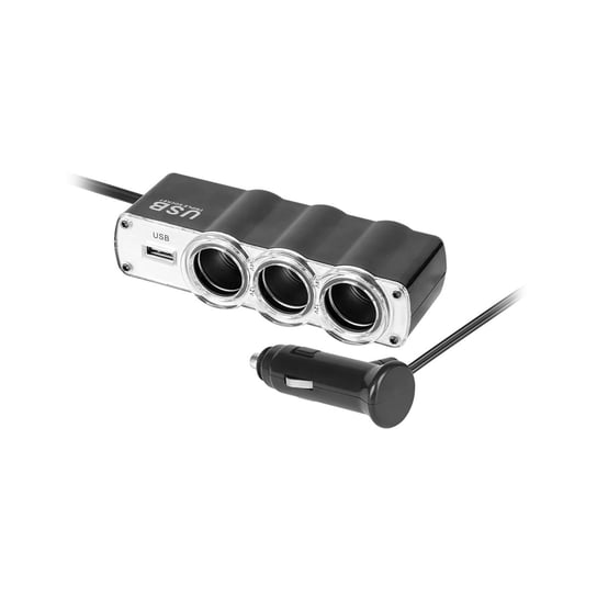 Rozdzielacz gniazda zapalniczki samochodowej x3 z kablem i USB Zamiennik/inny