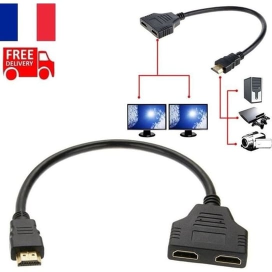 Rozdzielacz HDMI - Rozdzielacz - 1 wejście męskie - 2 wyjścia żeńskie Inna producent