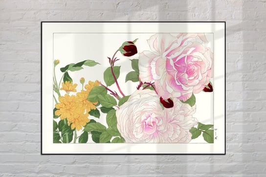 Róże Plakat Japonia Grafika Vintage 30x40 cm (A3) / DodoPrint Dodoprint