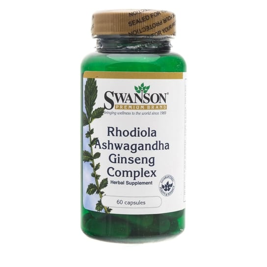 Różeniec górski Rhodiola Ashwagandha Ginseng Complex SWANSON, Suplement diety, 60 kaps. Swanson