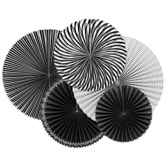 Rozeta wisząca, Black & White, 5 sztuk PartyDeco