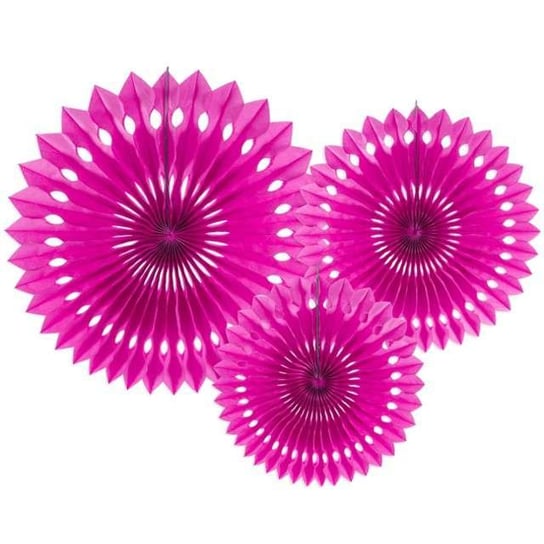 Rozeta wisząca, Classic, różowy ciemny, 20-30 cm, 3 sztuki PartyDeco