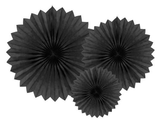 Rozety dekoracyjne, czarny, 20-40 cm, 3 sztuki PartyDeco