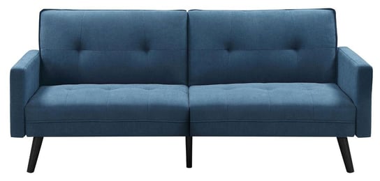 Rozkładana pikowana sofa ELIOR Lanila, niebieska, 83x102x200 cm Elior