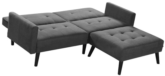 Rozkładana pikowana sofa ELIOR Lanila, popielata, 83x102x200 cm Elior