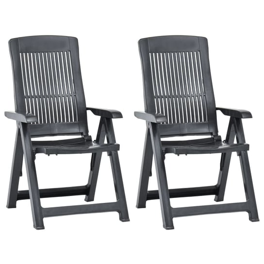 Rozkładane krzesła do ogrodu, 2 szt., plastikowe, antracytowe vidaXL