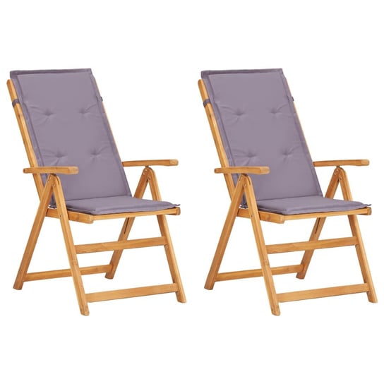 Rozkładane krzesła ogrodowe, 2 szt., brąz, lite drewno akacjowe vidaXL