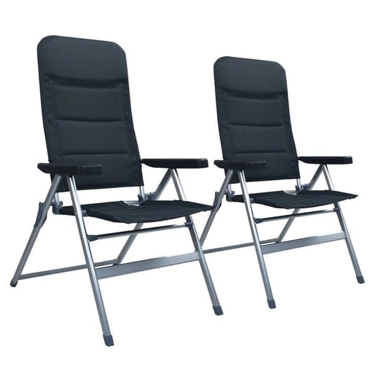 Rozkładane krzesła ogrodowe, 2 sztuki, aluminiowe, czarne vidaXL