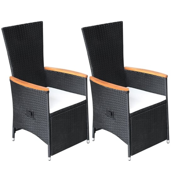 Rozkładane krzesła ogrodowe VidaXL, czarne, rattan PE, 2 sztuki vidaXL