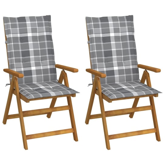 Rozkładane krzesła ogrodowe z poduszkami, 2 szt., lita akacja vidaXL