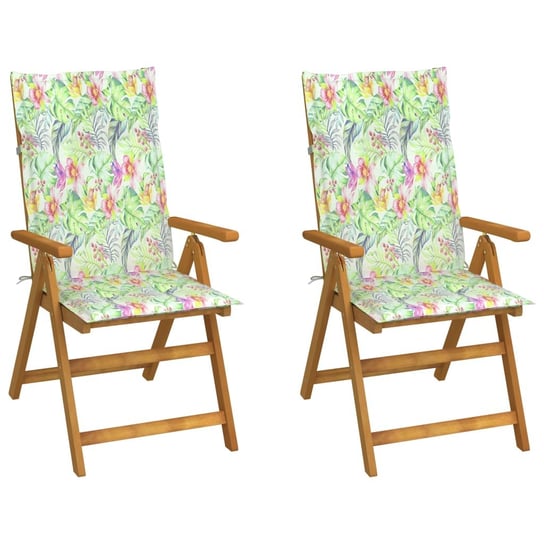 Rozkładane krzesła ogrodowe z poduszkami, 2 szt., lita akacja vidaXL