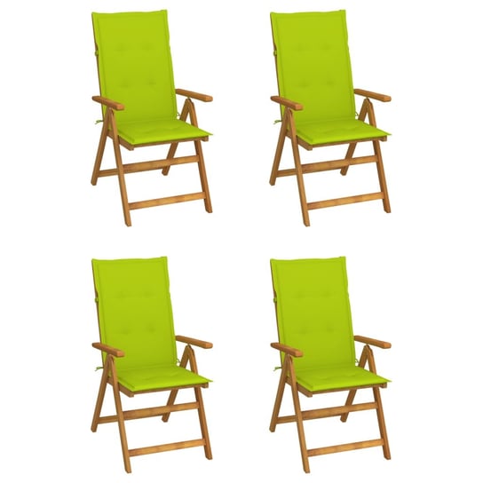 Rozkładane krzesła ogrodowe z poduszkami, 4 szt., lita akacja vidaXL