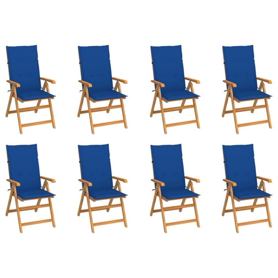 Rozkładane krzesła ogrodowe z poduszkami, 8 szt., drewno tekowe vidaXL