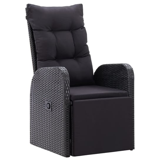 Rozkładane krzesło ogrodowe z poduszką, polirattan, czarne vidaXL