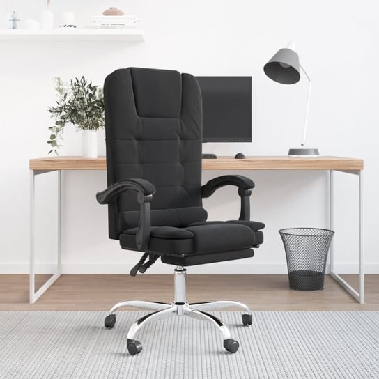 Rozkładane, masujące krzesło biurowe, czarne, aksamitne vidaXL