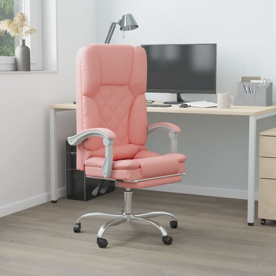 Rozkładane, masujące krzesło biurowe, różowe, sztuczna skóra vidaXL