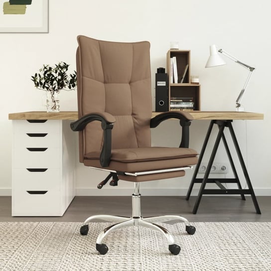 Rozkładany fotel biurowy, brązowy, obity tkaniną vidaXL