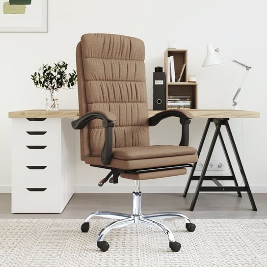 Rozkładany fotel biurowy, brązowy, obity tkaniną vidaXL