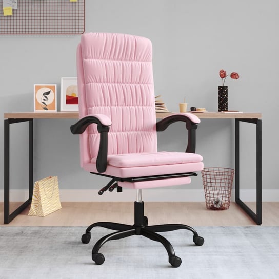 Rozkładany fotel biurowy, różowy, obity aksamitem vidaXL