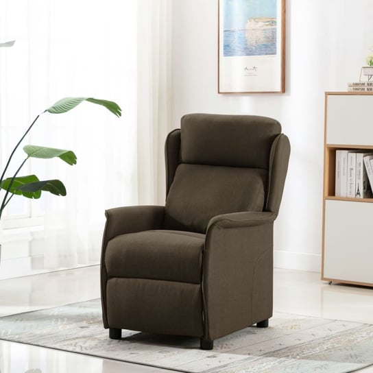 Rozkładany fotel masujący, brązowy, tapicerowany tkaniną vidaXL
