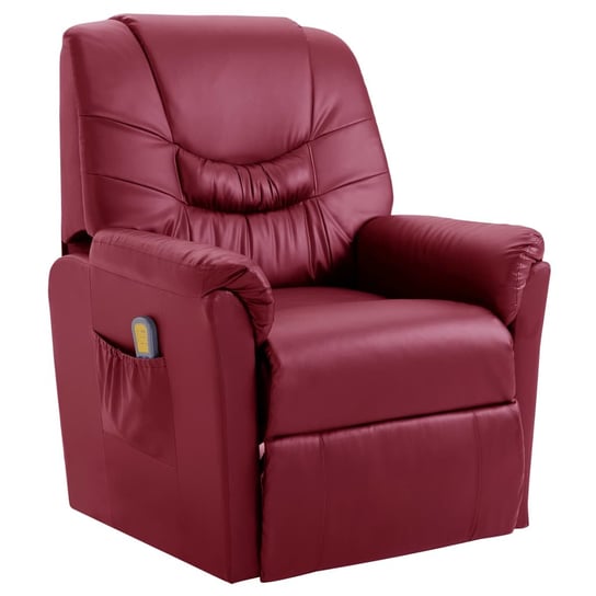 Rozkładany fotel masujący, czerwone wino, sztuczna skóra vidaXL