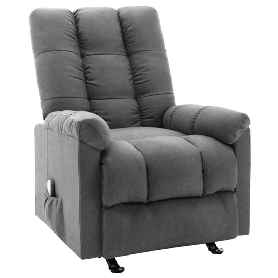 Rozkładany fotel masujący, jasnoszary, obity tkaniną vidaXL