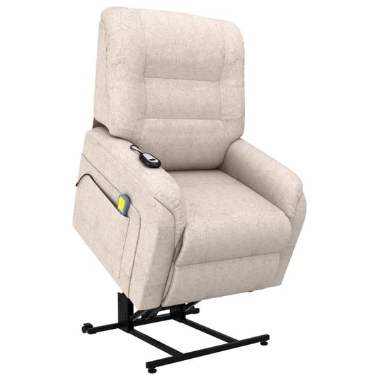 Rozkładany fotel masujący, podnoszony, kremowy, tkanina vidaXL
