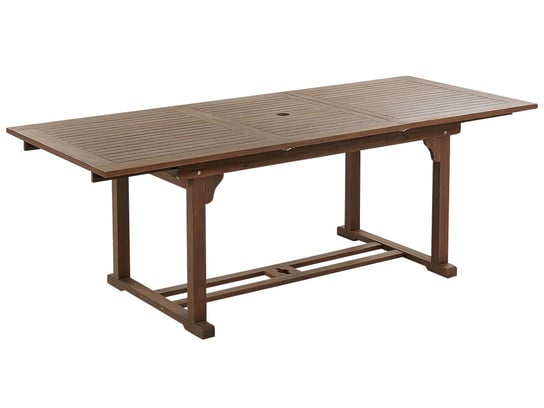 Rozkładany stół ogrodowy drewno akacjowe 160/220 x 90 cm ciemny AMANTEA Beliani