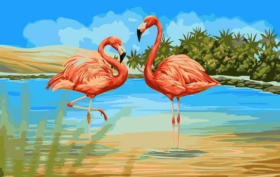 Rozmowa flamingów - Malowanie po numerach 50x40 cm ArtOnly