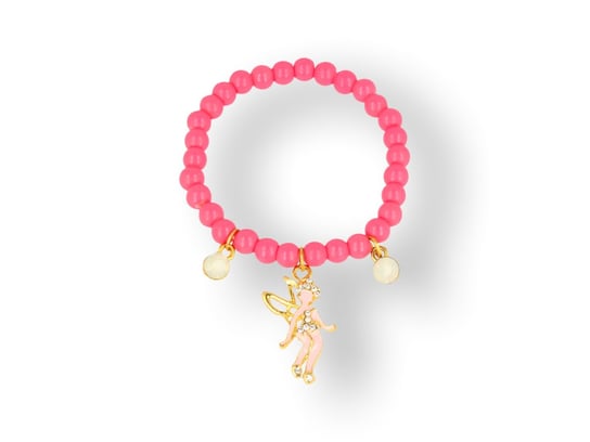 Różowa bransoletka koralikowa z zawieszką PINK BOX