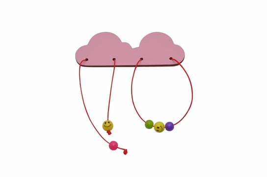 Różowa chmurka, sznureczki z buźkami do tablicy manipulacyjnej Zabawki Sensoryczne