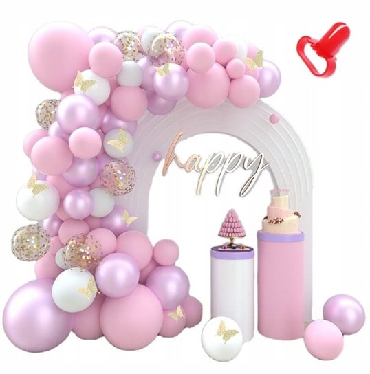 Różowa Girlanda Balonowa Urodziny Chrzest Roczek - Kompletny Zestaw XL Inna marka
