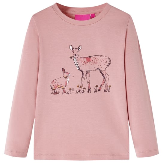 Różowa koszulka dziecięca z jelonkiem i królikiem, Zakito Europe