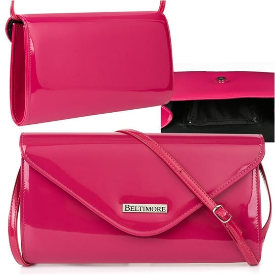Różowa lakierowana damska torebka wieczorowa kopertówka BELTIMORE M78 różowy Beltimore