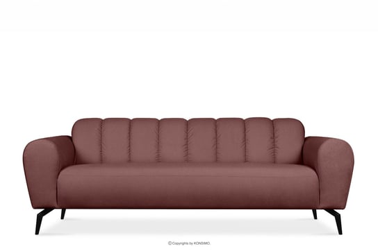 Różowa sofa 3 osobowa na nóżkach RUBERO Konsimo
