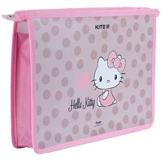 RÓŻOWA TECZKA SZKOLNA Z UCHWYTEM GRUBA XL A4 HELLO KITTY KITE KITE