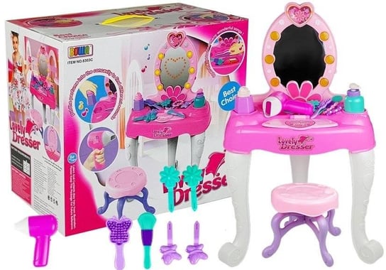 Różowa Toaletka z krzesłem dla małej modelki Lean Toys